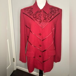 Vintage Together! Red Blazer with Embellishments